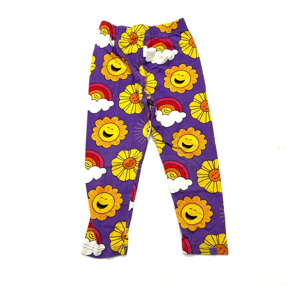 Smafolk Purple Leggings Pants Sunflower Rainbow Print Scandi
